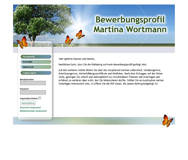 Bewerbungsinternetseite